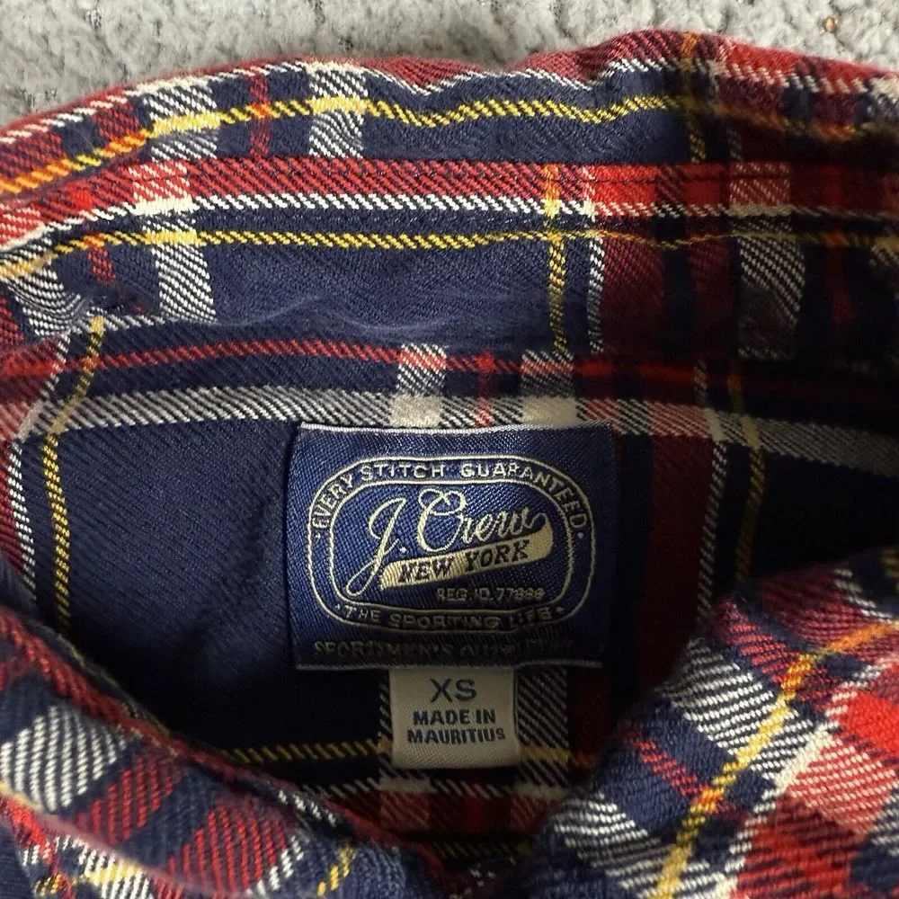 J.Crew Shirt Mens XS Red Blue Plaid Flannel‎ Outdoor Sportsmens Outfitter